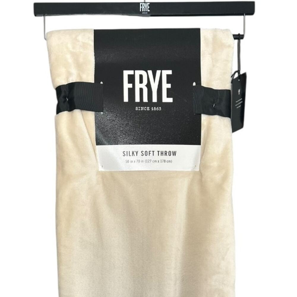FRYE Silky Soft Throw Blanket Ivory Cream 50 x 70 Plush Polyester New With Tags